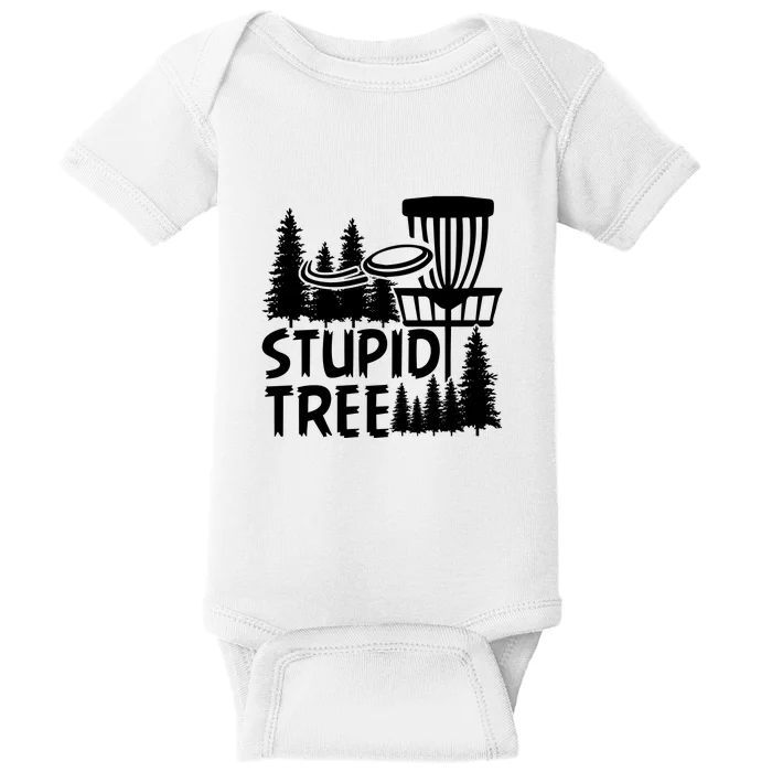 Funny Disc Golf Stupid Tree Distressed Frisbee Golf Baby Bodysuit