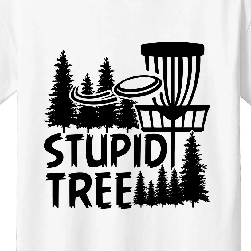 Funny Disc Golf Stupid Tree Distressed Frisbee Golf Kids T-Shirt