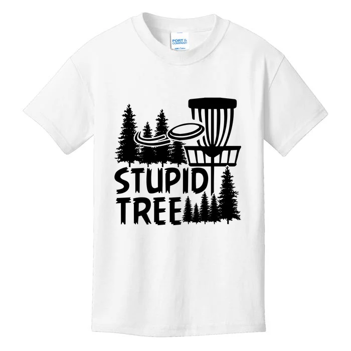 Funny Disc Golf Stupid Tree Distressed Frisbee Golf Kids T-Shirt