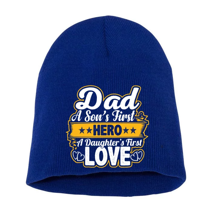 Fathers Day Greatest Best Dad A Sons First Hero Cute Gift Short Acrylic Beanie