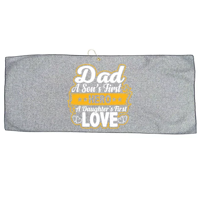 Fathers Day Greatest Best Dad A Sons First Hero Cute Gift Large Microfiber Waffle Golf Towel