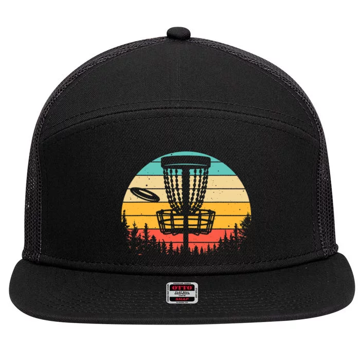 Funny Disc Golf Art For Vintage Disc Golfer Lovers 7 Panel Mesh Trucker Snapback Hat