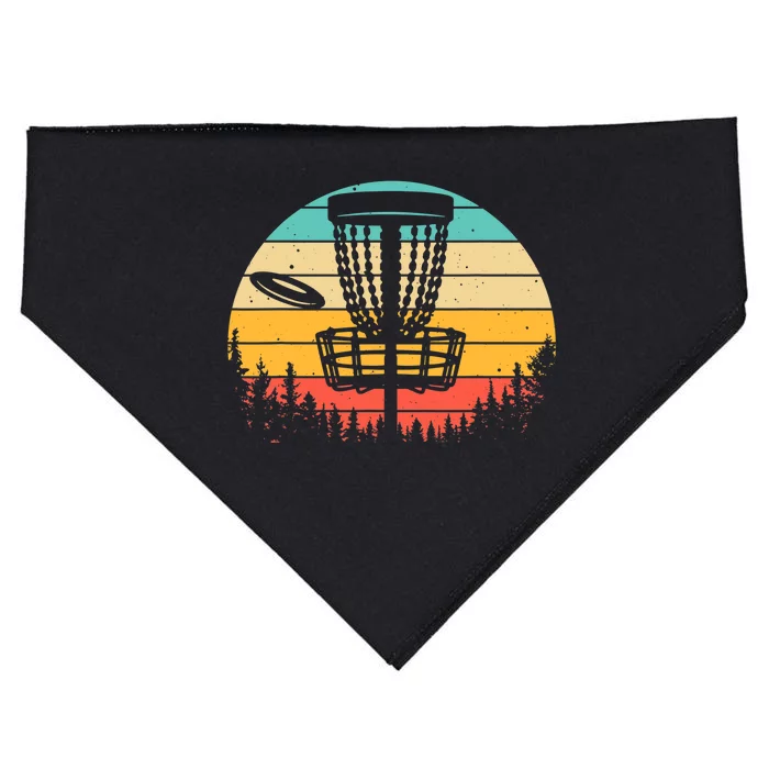 Funny Disc Golf Art For Vintage Disc Golfer Lovers USA-Made Doggie Bandana