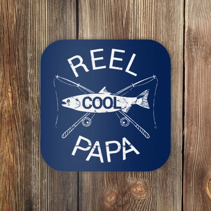 Father's Day Gifts Funny Fishing Reel Cool Papa Dad Joke Coaster