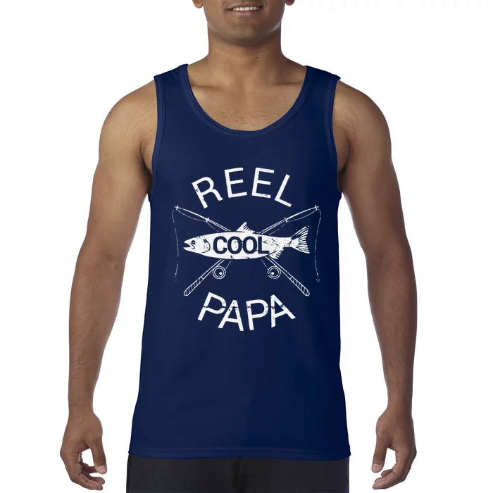 Father's Day Gifts Funny Fishing Reel Cool Papa Dad Joke Tank Top