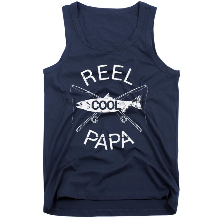 Father's Day Gifts Funny Fishing Reel Cool Papa Dad Joke Tank Top