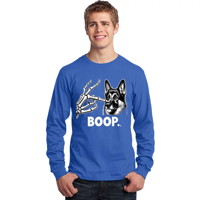 Funny Dog German Shepherd Skeleton Hand Boop Costume Long Sleeve Shirt