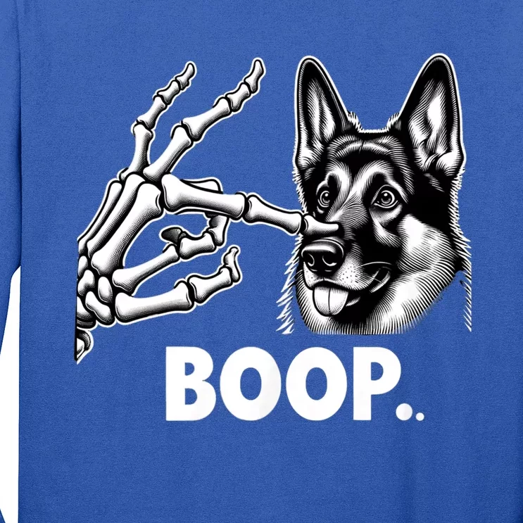 Funny Dog German Shepherd Skeleton Hand Boop Costume Long Sleeve Shirt