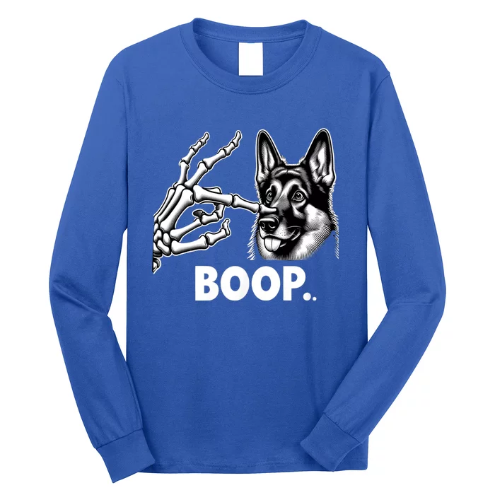 Funny Dog German Shepherd Skeleton Hand Boop Costume Long Sleeve Shirt