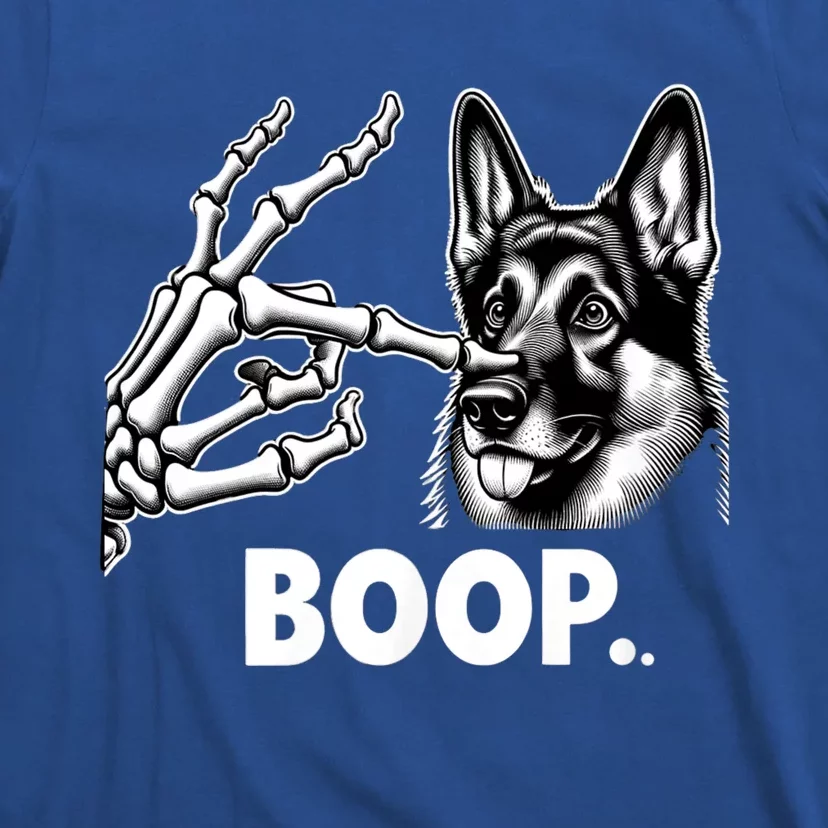 Funny Dog German Shepherd Skeleton Hand Boop Costume T-Shirt