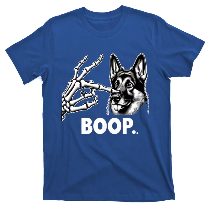 Funny Dog German Shepherd Skeleton Hand Boop Costume T-Shirt