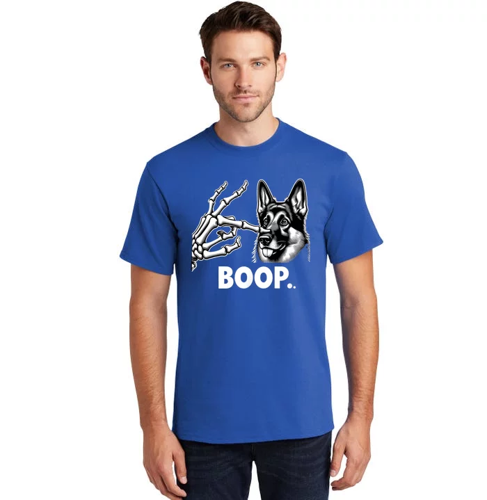 Funny Dog German Shepherd Skeleton Hand Boop Costume Tall T-Shirt