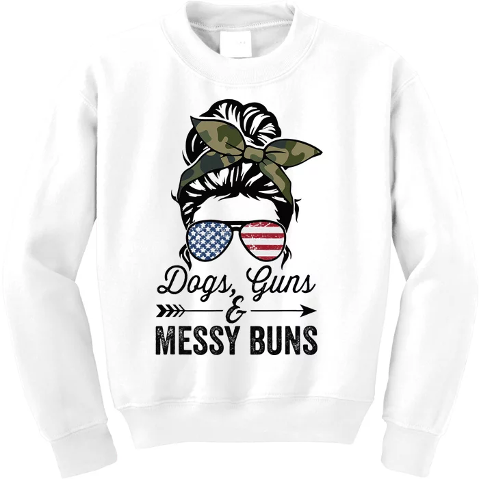 Funny DOGS GUNS & MESSY BUNS Wo Pro Gun Dog Lover Kids Sweatshirt