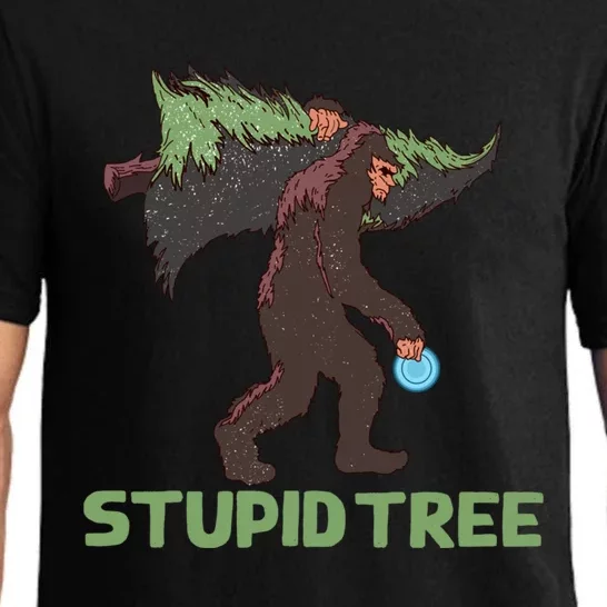 Funny Disc Golfing Bigfoot Gift Disc Golf Gift Stupid Tree Gift Pajama Set