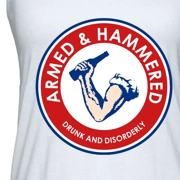 Funny Drinking Gift Armed And Hammered Drunk And Disorderly Ladies Essential Flowy Tank