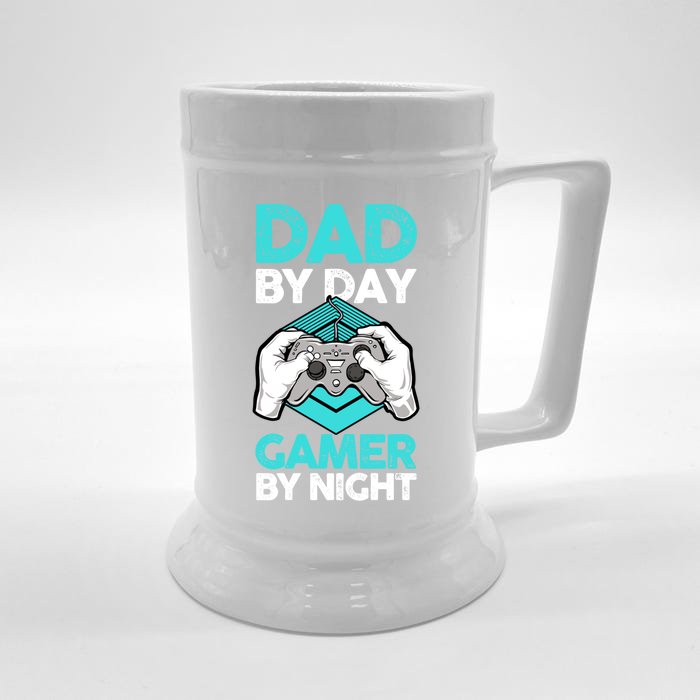 Fathers Day Gaming Gamer Daddy Dad By Day Gamer By Night Gift Front & Back Beer Stein