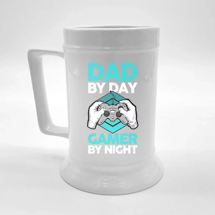 Fathers Day Gaming Gamer Daddy Dad By Day Gamer By Night Gift Front & Back Beer Stein