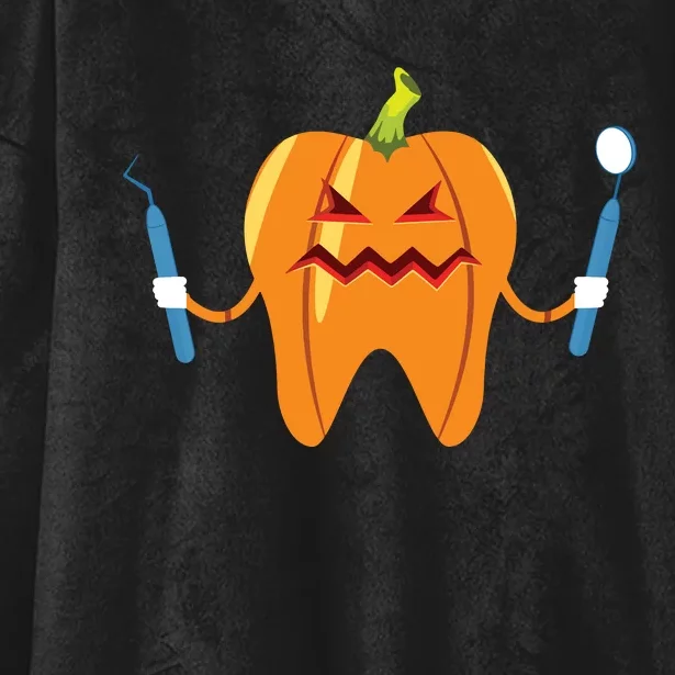 Funny Dental Halloween Tooth Pumpkin Dentist Hooded Wearable Blanket