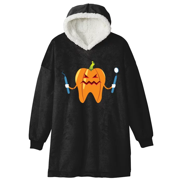 Funny Dental Halloween Tooth Pumpkin Dentist Hooded Wearable Blanket