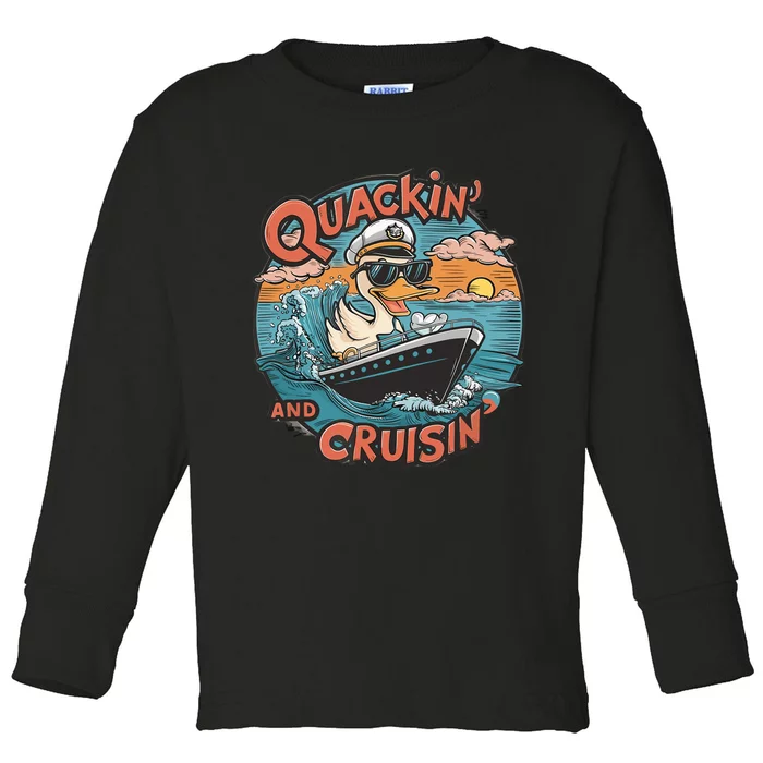 Funny Duck Hunting Hiding Cruise Duck Hunter Cruise Ship Toddler Long Sleeve Shirt