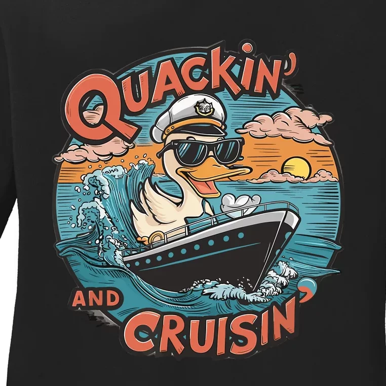 Funny Duck Hunting Hiding Cruise Duck Hunter Cruise Ship Ladies Long Sleeve Shirt