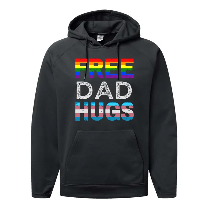 Free Dad Hugs Pride Month Proud Ally Performance Fleece Hoodie