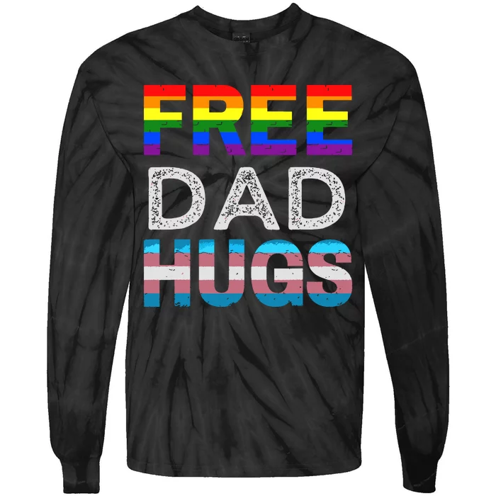 Free Dad Hugs Pride Month Proud Ally Tie-Dye Long Sleeve Shirt