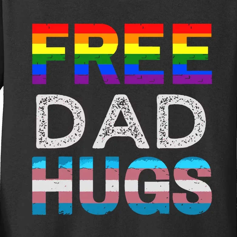 Free Dad Hugs Pride Month Proud Ally Kids Long Sleeve Shirt