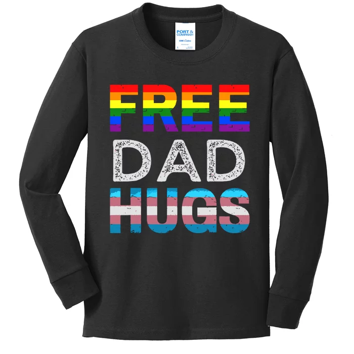 Free Dad Hugs Pride Month Proud Ally Kids Long Sleeve Shirt