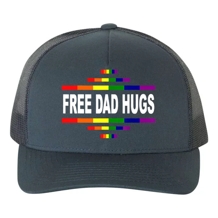 Free Dad Hugs LGBT Rainbow Pride Fathers Day Yupoong Adult 5-Panel Trucker Hat