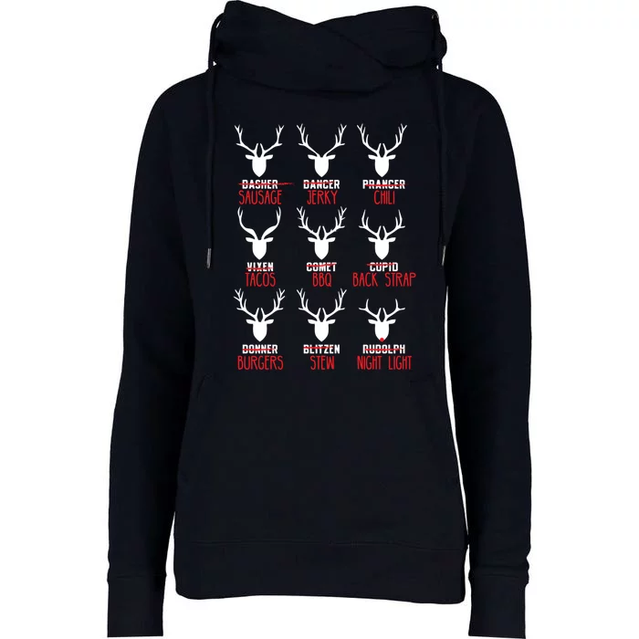 Funny Deer Hunting All of Santa's Reindeer Womens Funnel Neck Pullover Hood