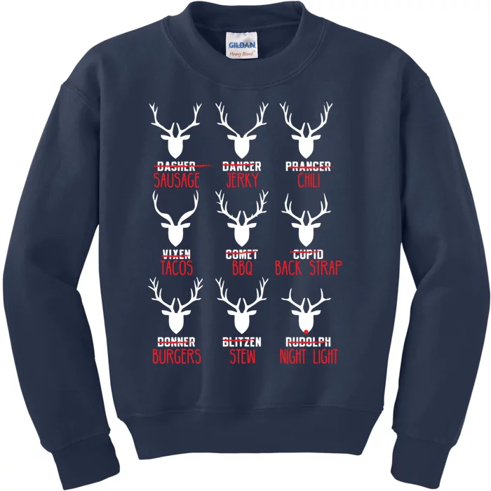 Funny Deer Hunting All of Santa's Reindeer Kids Sweatshirt