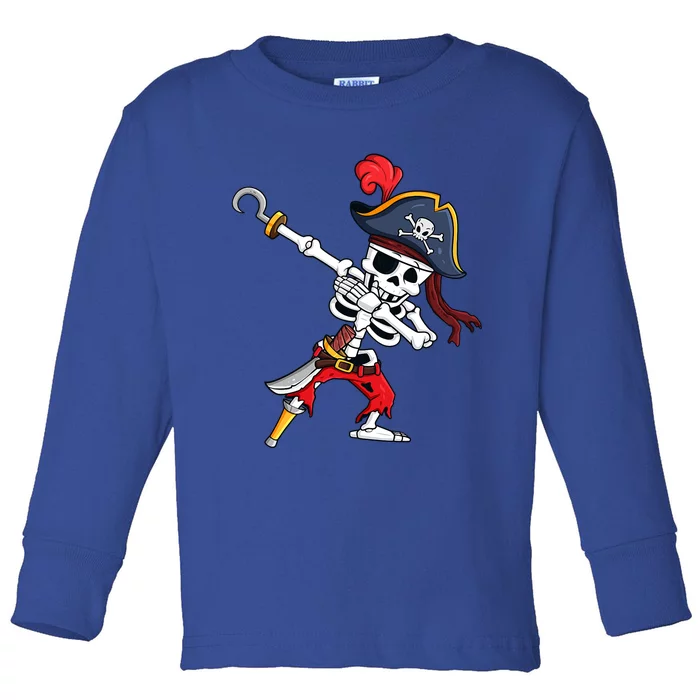 Funny Dab Halloween Dabbing Pirate Skeleton Gift Toddler Long Sleeve Shirt