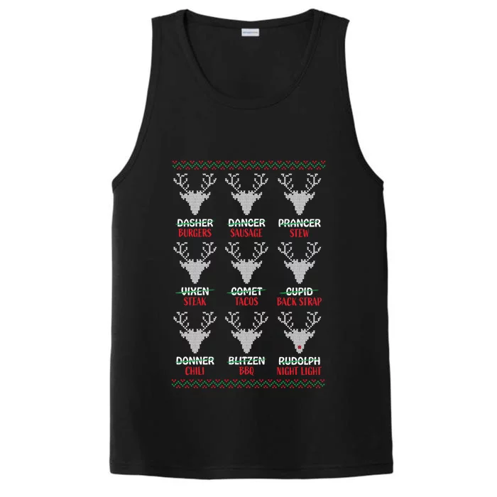 Funny Deer Hunting Christmas Hunters All Of SantaS Reindeer Gift Performance Tank