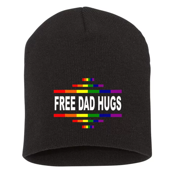 Free Dad Hugs LGBT Rainbow Pride Fathers Day Gift Short Acrylic Beanie