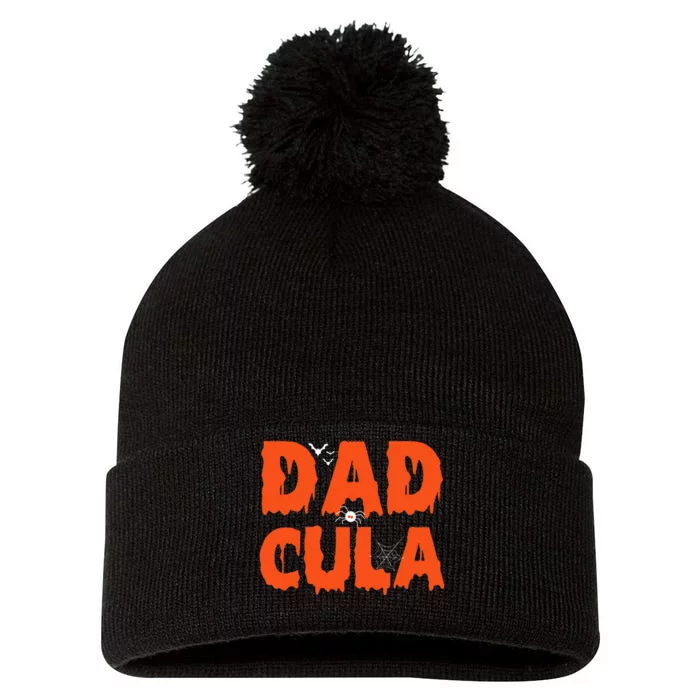 Funny Dadcula Halloween Dad Dracula Costume Momster Matching Pom Pom 12in Knit Beanie