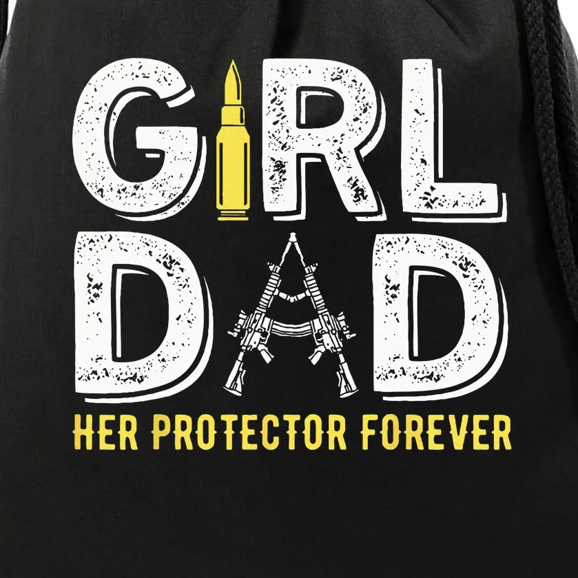 Father dad her protector forever funny Dad Drawstring Bag