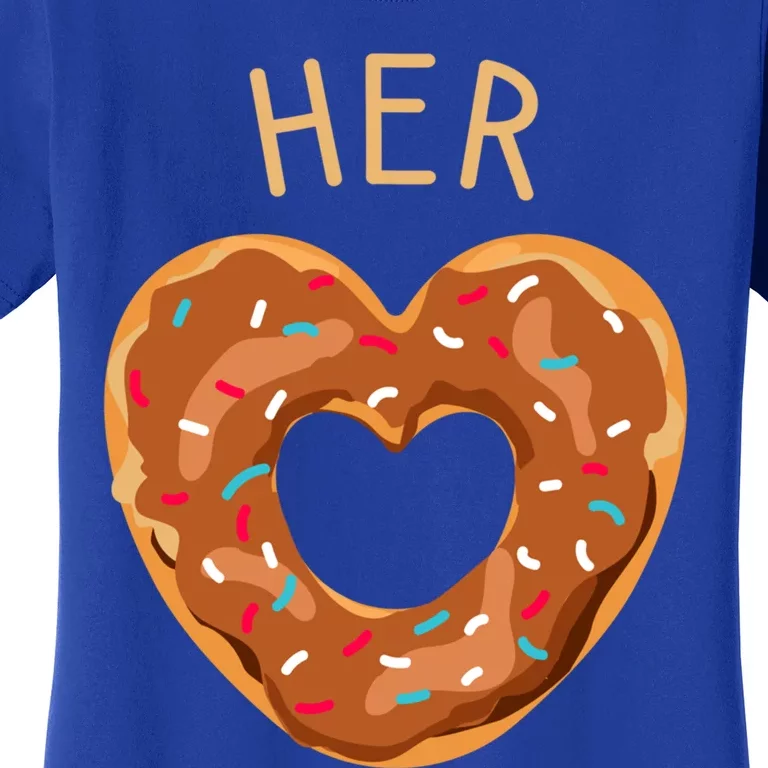 Funny Donut Heart Her Donut Valentines Day Partner Gift Women's T-Shirt