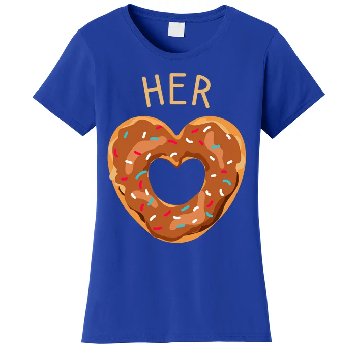 Funny Donut Heart Her Donut Valentines Day Partner Gift Women's T-Shirt