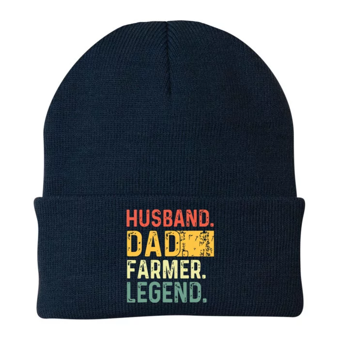 Fathers Day Husband Dad Farmer Legend Funny Vintage Knit Cap Winter Beanie