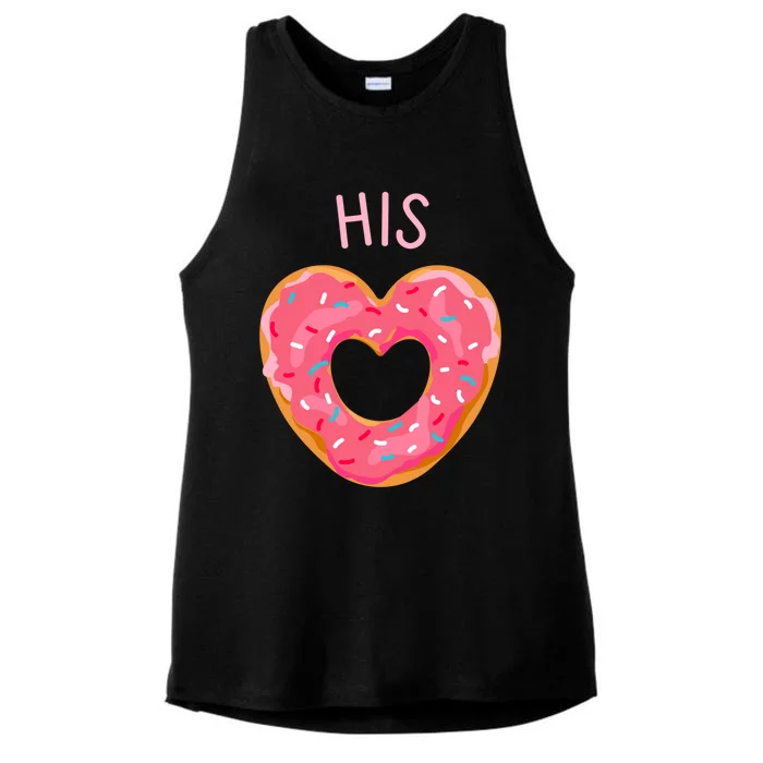 Funny Donut Heart His Donut Valentines Day Partner Gift Meaningful Gift Ladies Tri-Blend Wicking Tank