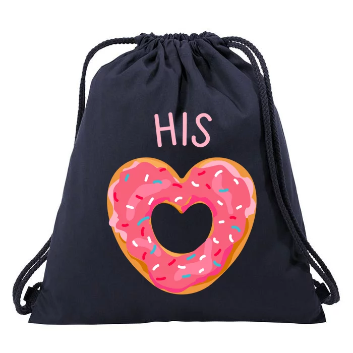 Funny Donut Heart His Donut Valentines Day Partner Gift Meaningful Gift Drawstring Bag