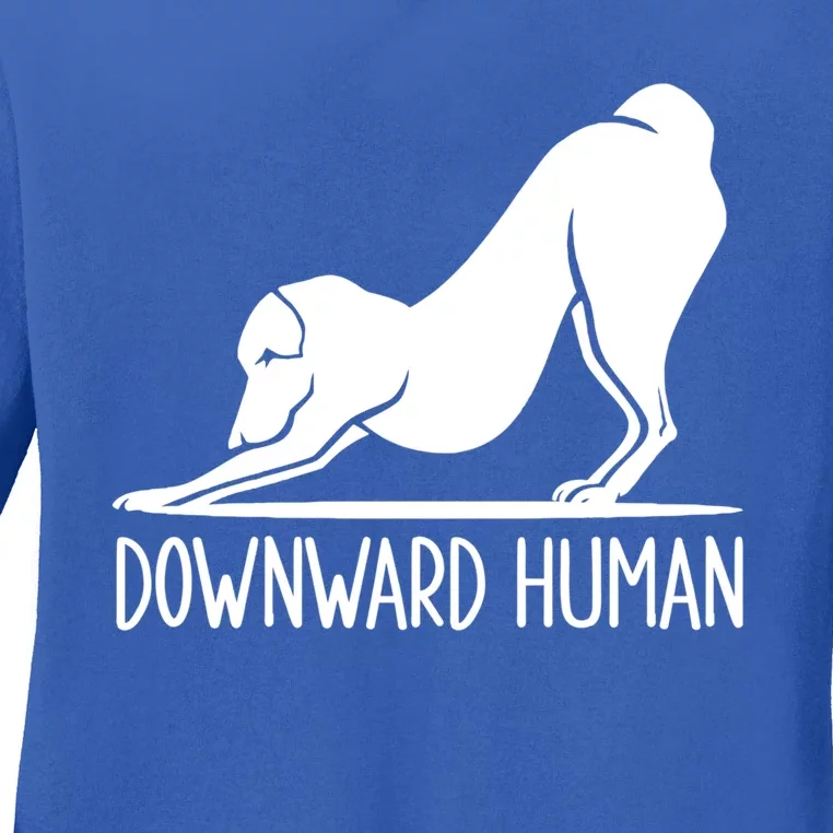 Funny Downward Hu Dog Yoga Design Cool Anime Print Cool Gift Ladies Long Sleeve Shirt