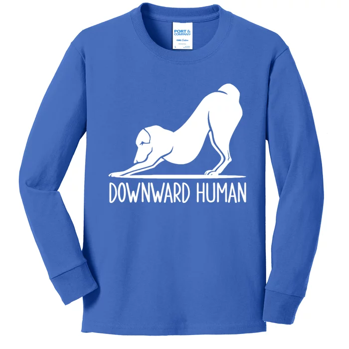 Funny Downward Hu Dog Yoga Design Cool Anime Print Cool Gift Kids Long Sleeve Shirt