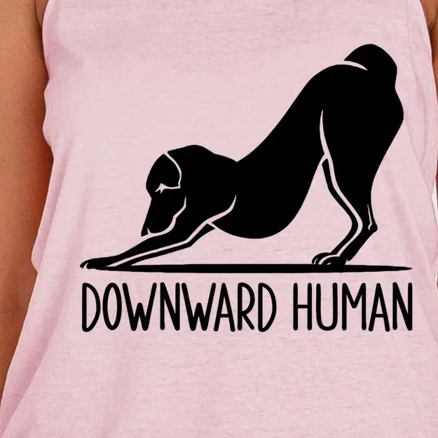 Funny Downward Hu Dog Yoga Design Cool Anime Print Cool Gift Women's Knotted Racerback Tank