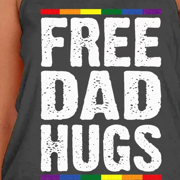 Free Dad Hugs Lgbt Supports Happy Pride Month Women's Knotted Racerback Tank