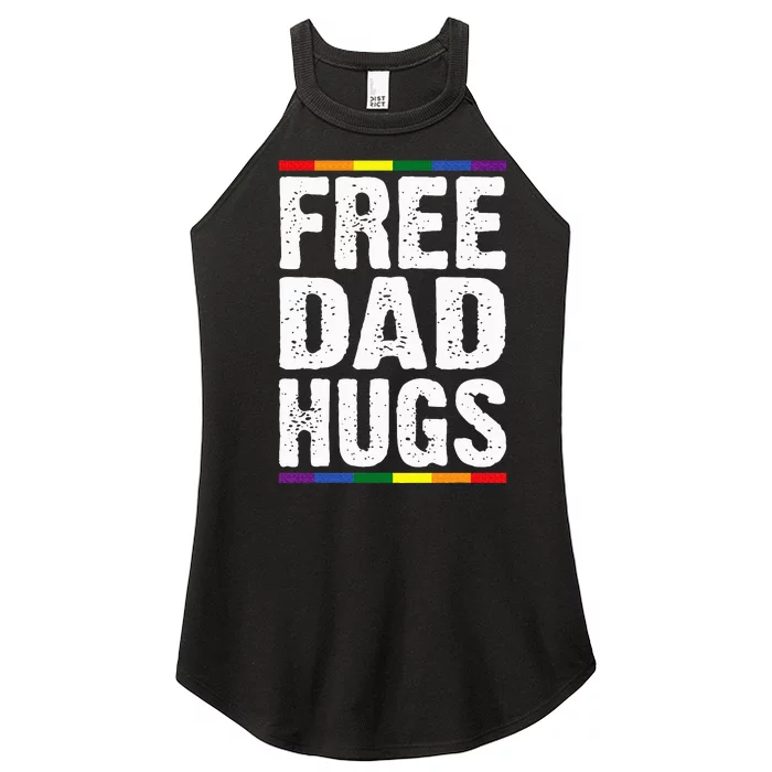 Free Dad Hugs Lgbt Supports Happy Pride Month Women’s Perfect Tri Rocker Tank