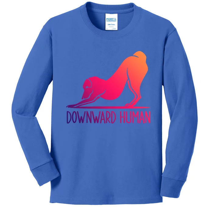 Funny Downward Hu Dog Yoga Design Cool Anime Print Meaningful Gift Kids Long Sleeve Shirt