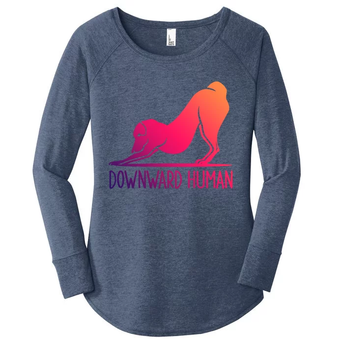 Funny Downward Hu Dog Yoga Design Cool Anime Print Meaningful Gift Women's Perfect Tri Tunic Long Sleeve Shirt