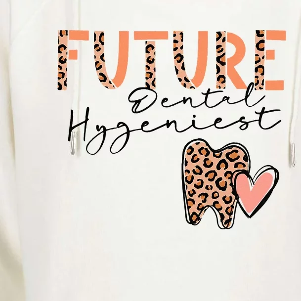 Future Dental Hygienist Cute Leopard Print Heart Design Womens Funnel Neck Pullover Hood